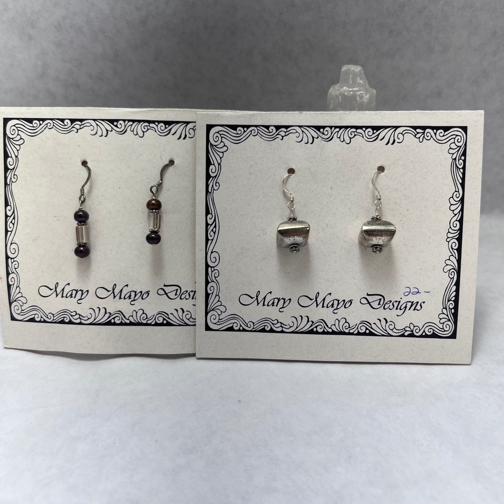 Mary Mayo Designs Earrings Bundle Sterling Silver Cube Drop French Hook